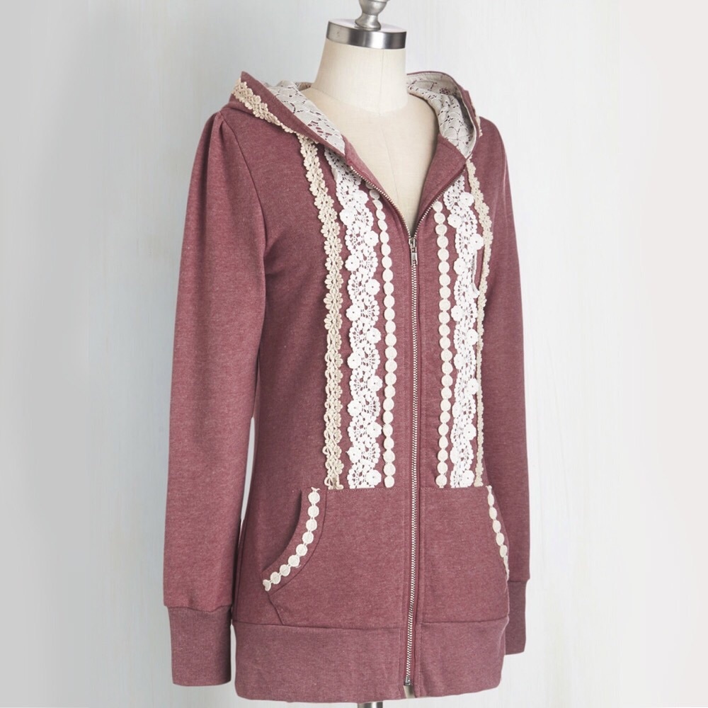 Modcloth Soft Lacy Heathered Hoodie Sweatshirt